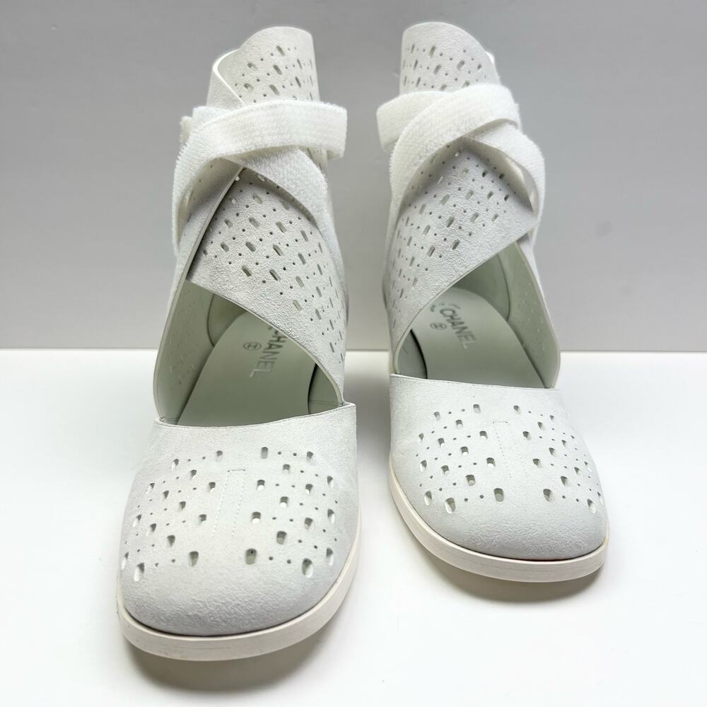 Chanel Interlocking Cc Logo Perforated Ankle Sued… - image 4